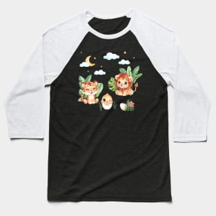 TIger Lion Chick Watercolor Baseball T-Shirt